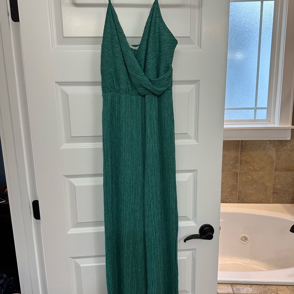 Lush Teal-Green V-Neck Sleeveless jumpsuit